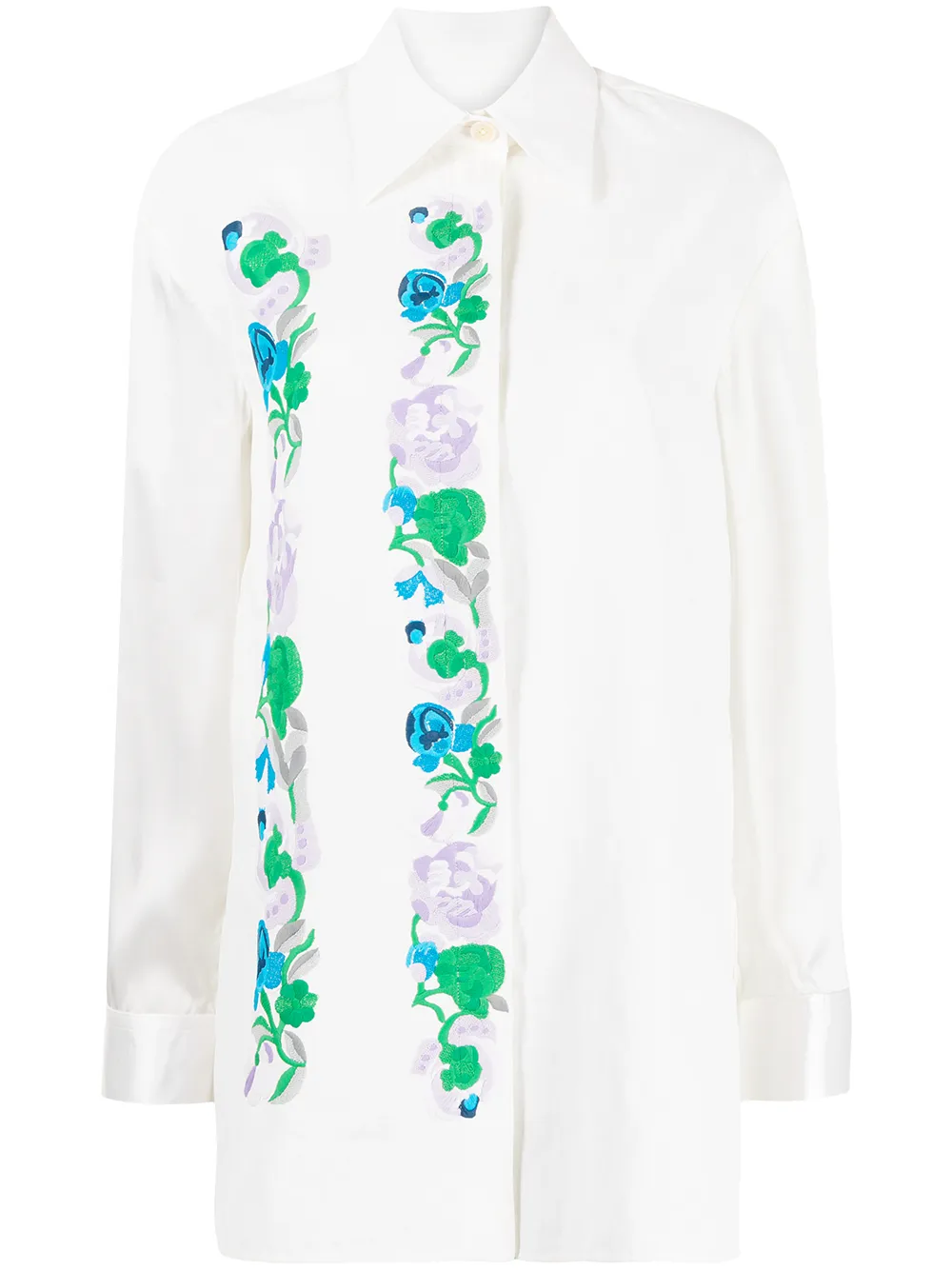 

Jil Sander camisa con bordado floral - Blanco