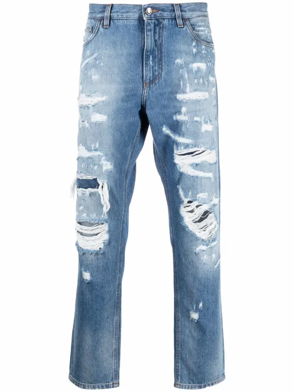 Dolce & Gabbana Distressed straight-leg Jeans - Farfetch