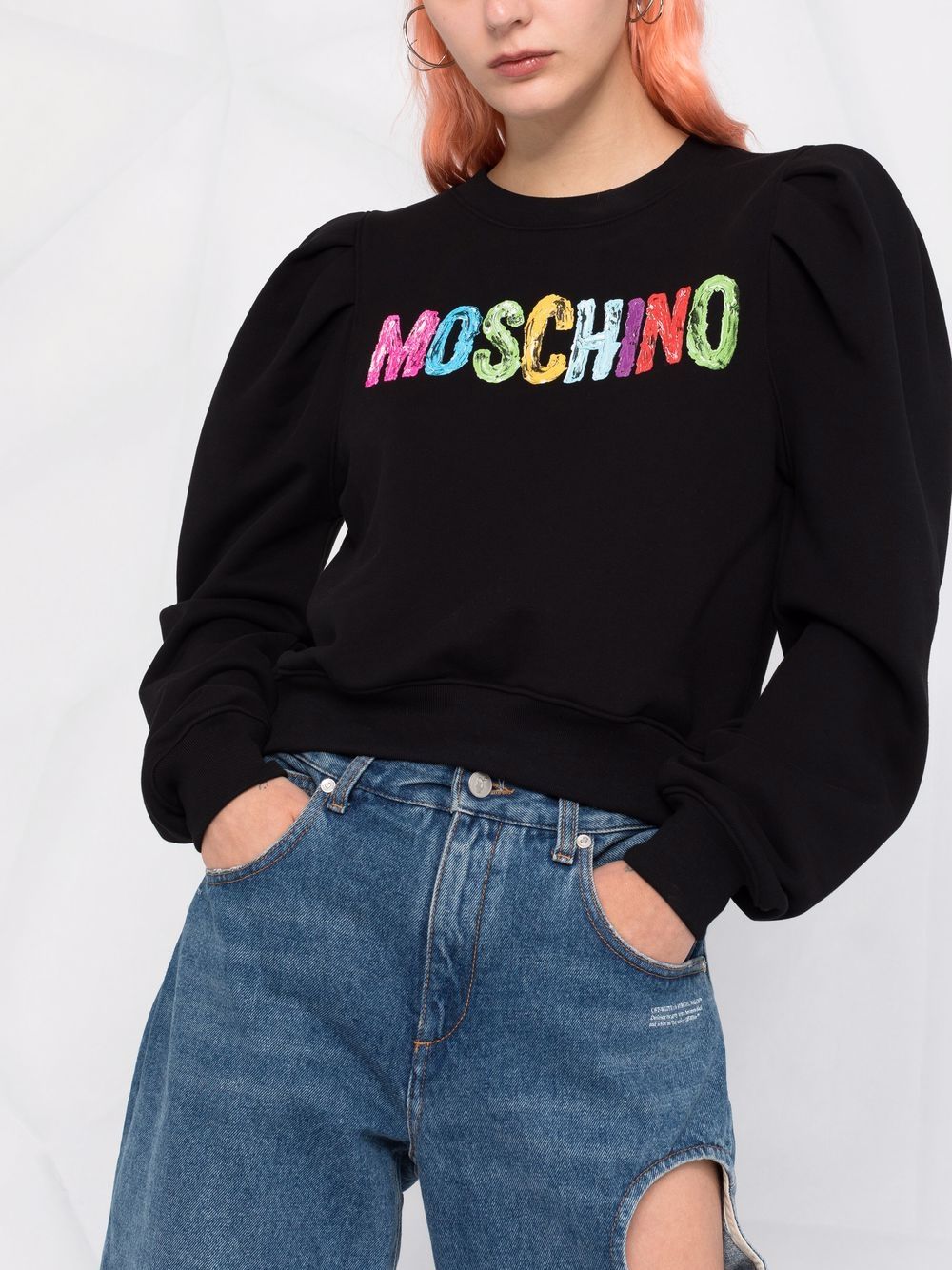 фото Moschino толстовка с круглым вырезом и логотипом