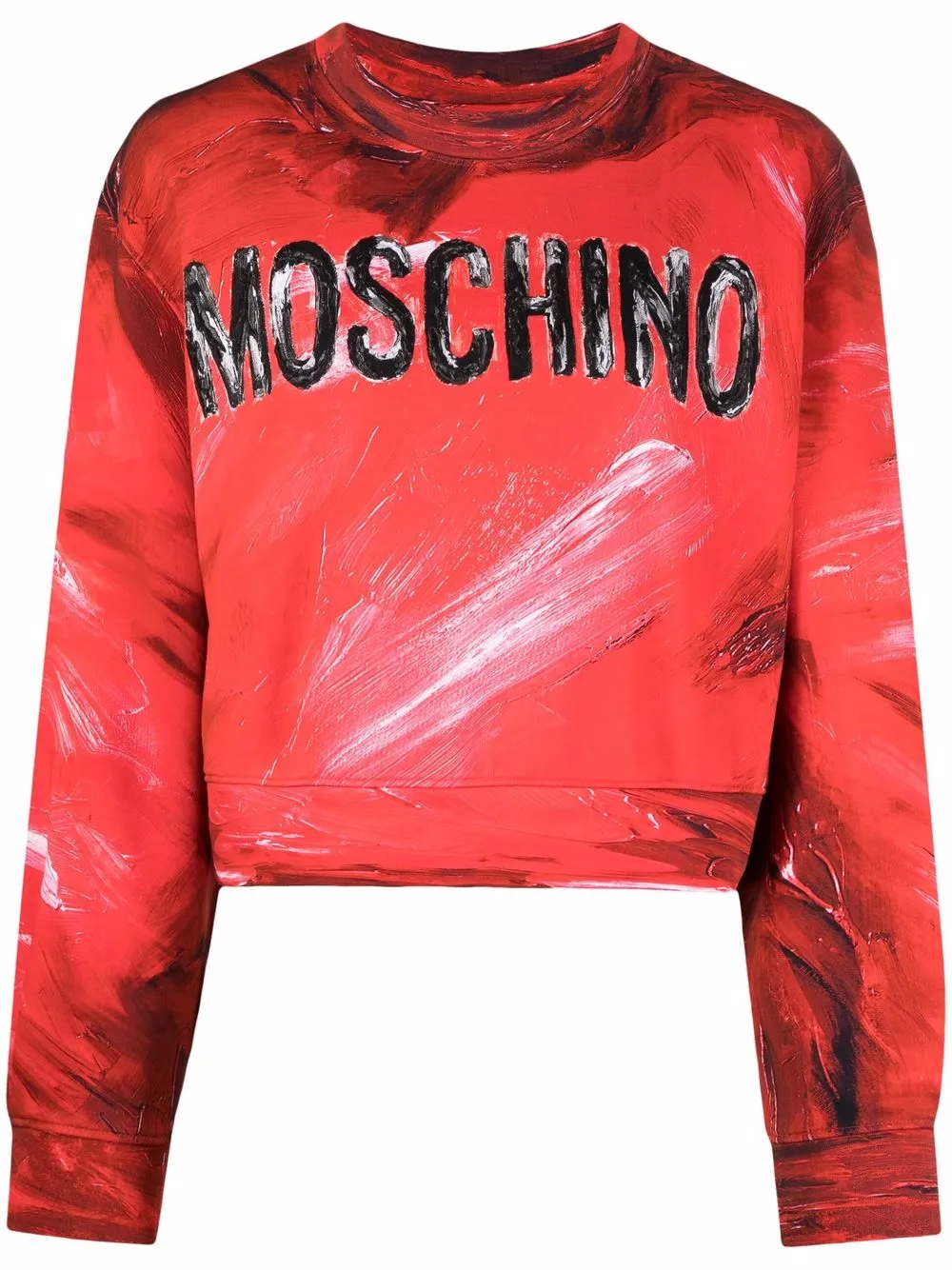 

Moschino sudadera corta con estampado de pinceladas y logo - Rojo