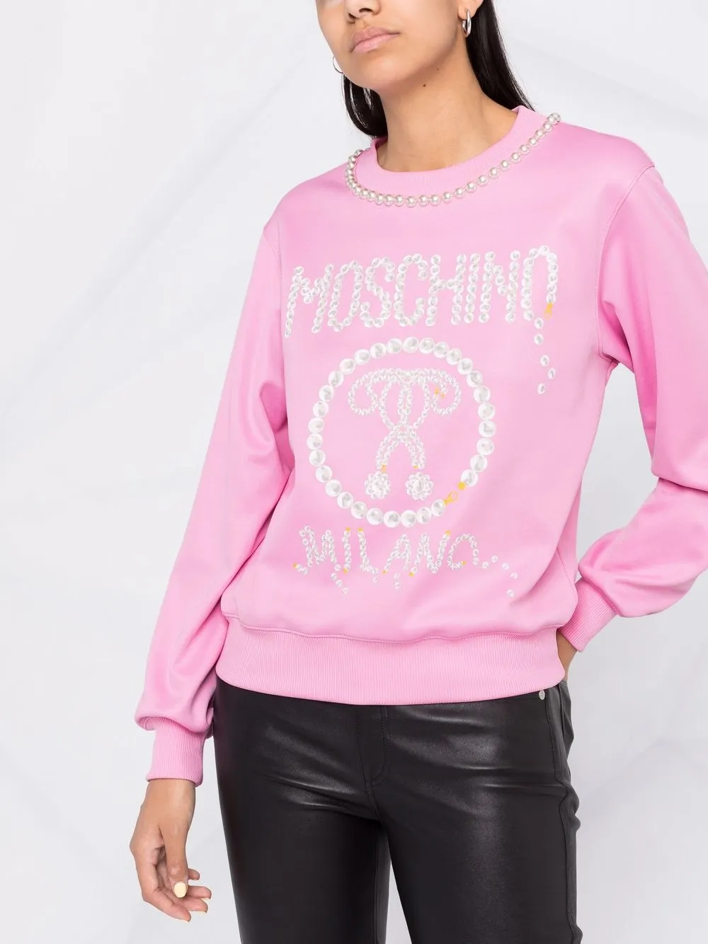 фото Moschino платье-толстовка с искусственным жемчугом и логотипом