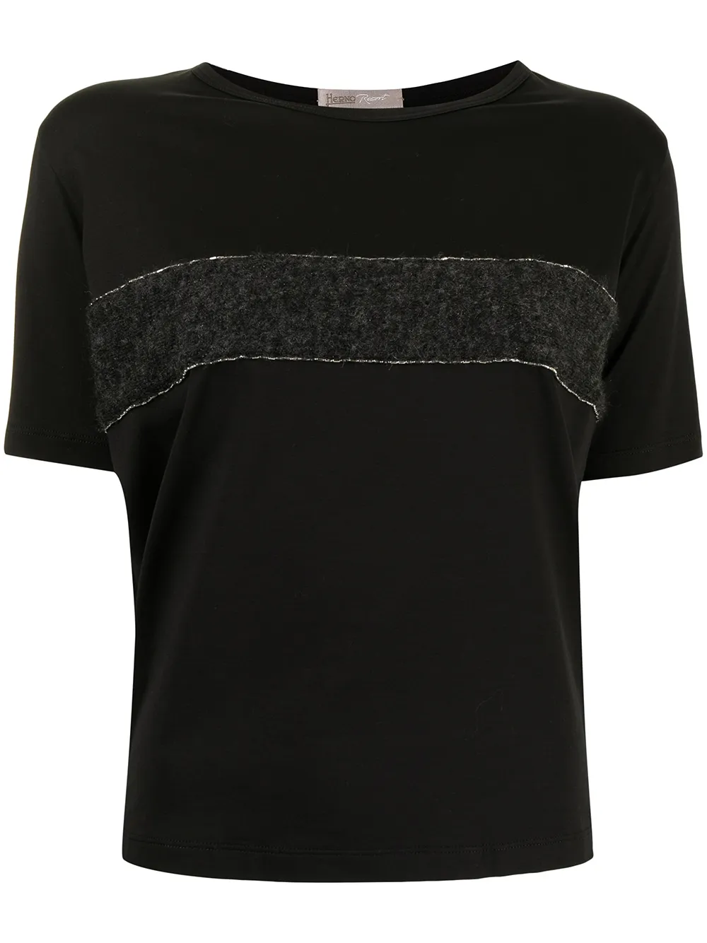 

Herno embellished textured-panel T-shirt - Black