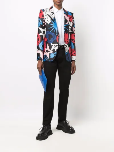 Papercut-print tailored blazer 