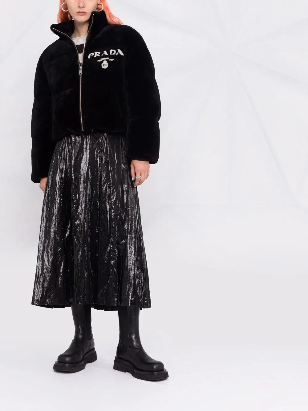 Prada logo-print zip-fastening jacket | Faux Fur & Shearling Jackets | Image 2