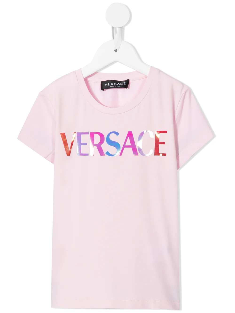 

Versace Kids playera con logo metalizado - Rosado