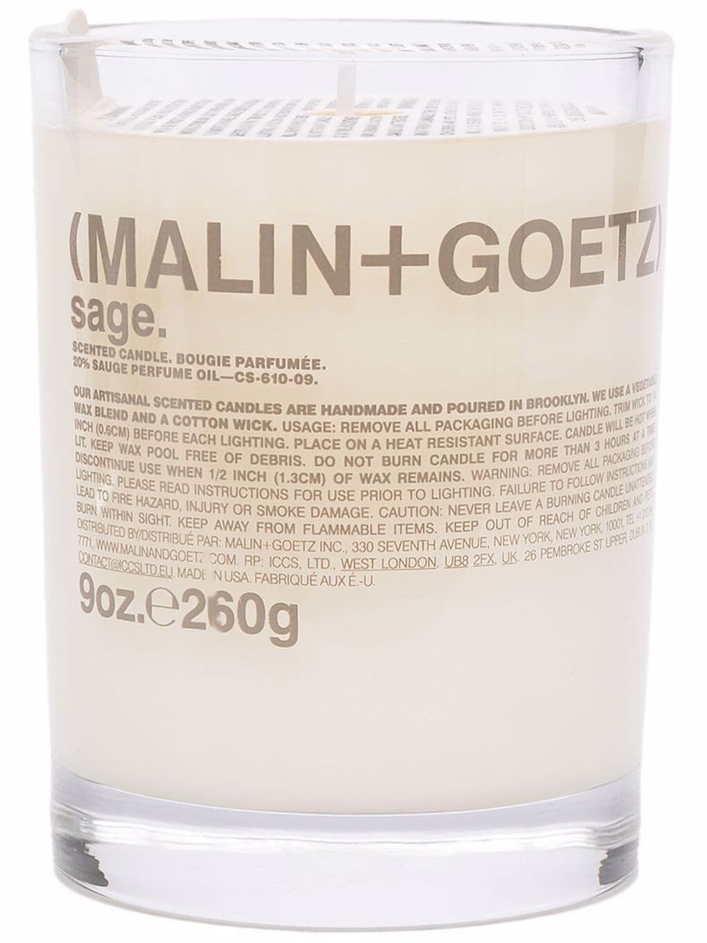 Malin + Goetz Sage Glass Candle In White