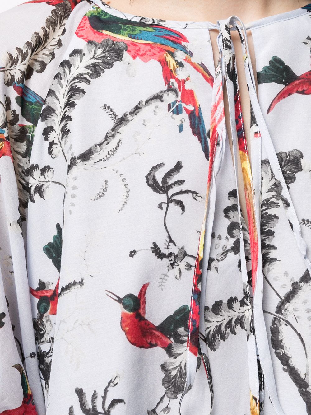 фото Erdem parrot-print tie-neck blouse