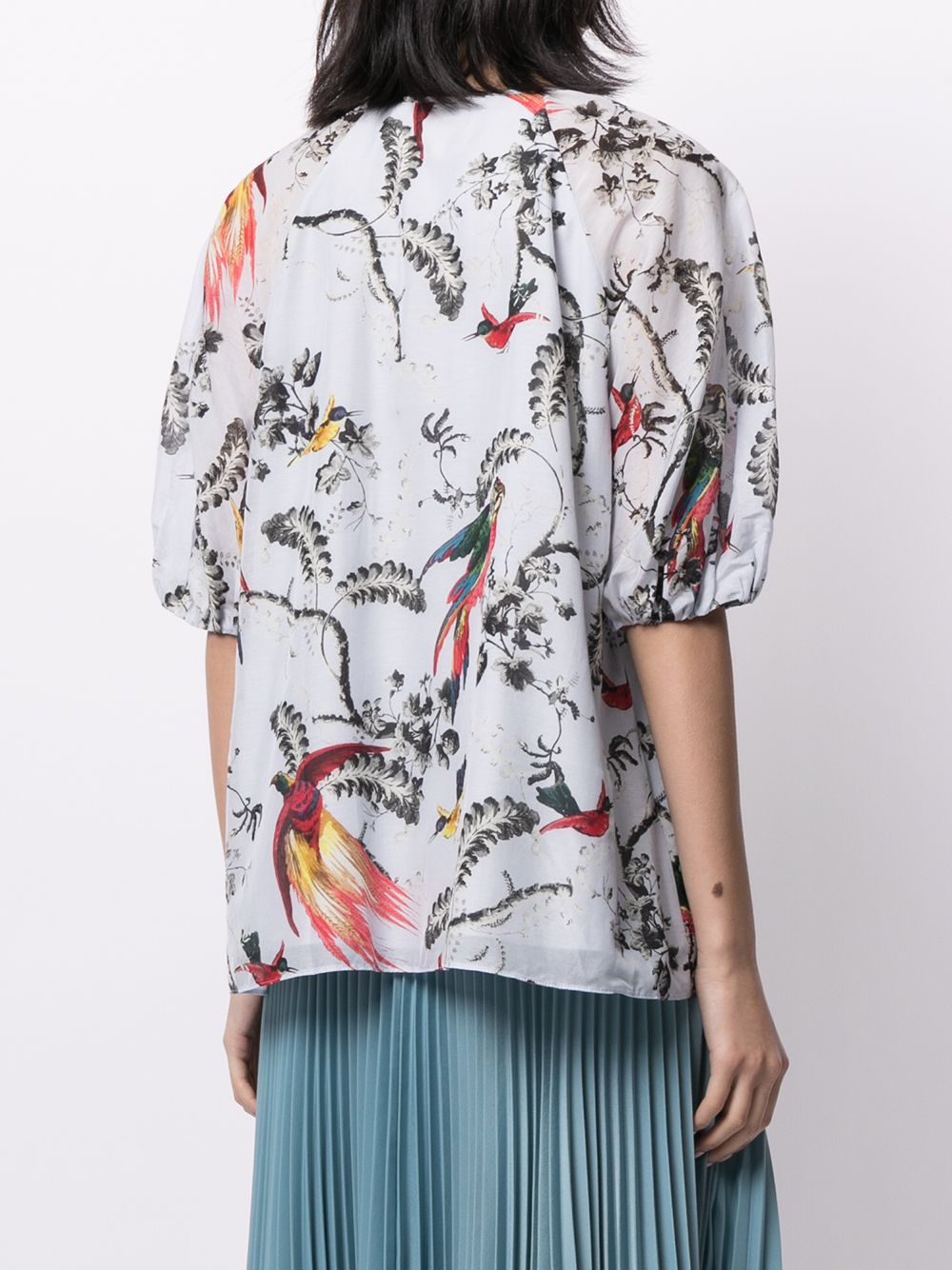 фото Erdem parrot-print tie-neck blouse