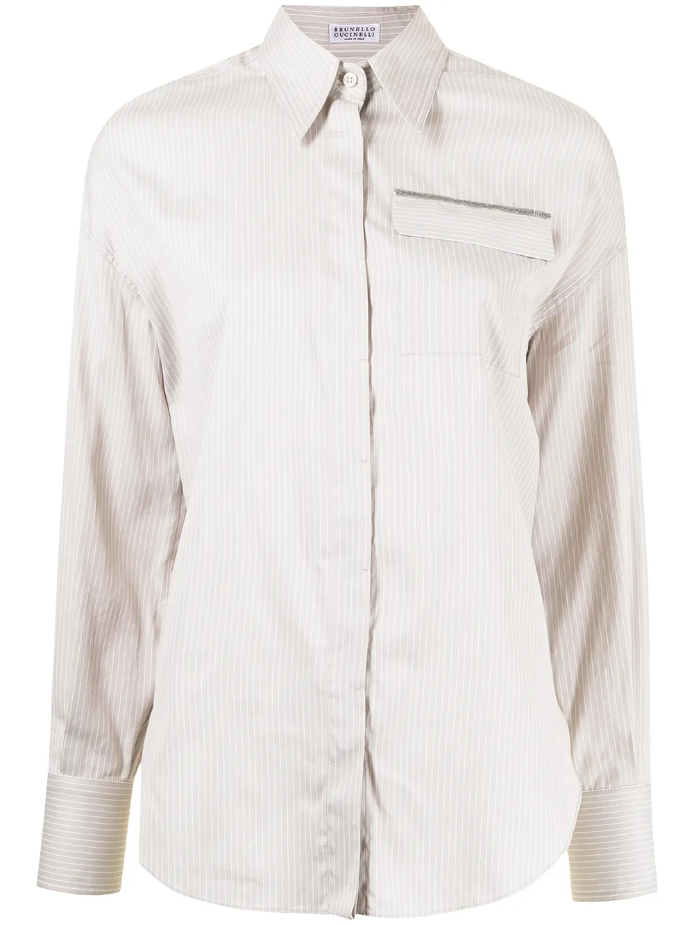 

Brunello Cucinelli camisa con bolsillo y detalle de cadena Monili - Neutro