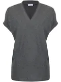 Brunello Cucinelli cap-sleeve knitted top - Grey