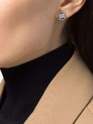 crystal-embellished logo-plaque earrings展示图