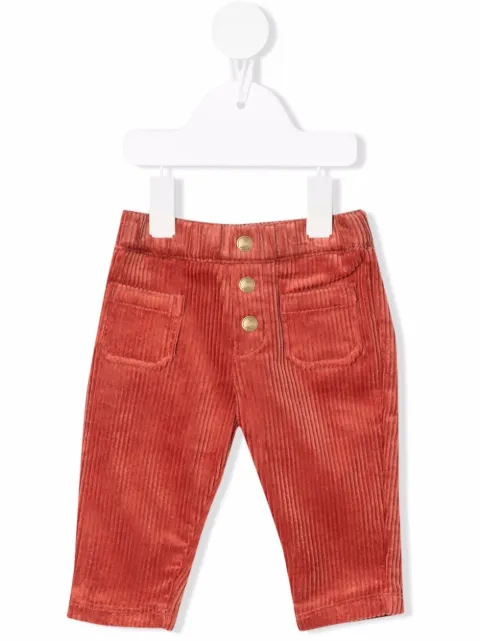 Chloé Kids بنطال مخملي مضلع ومرن