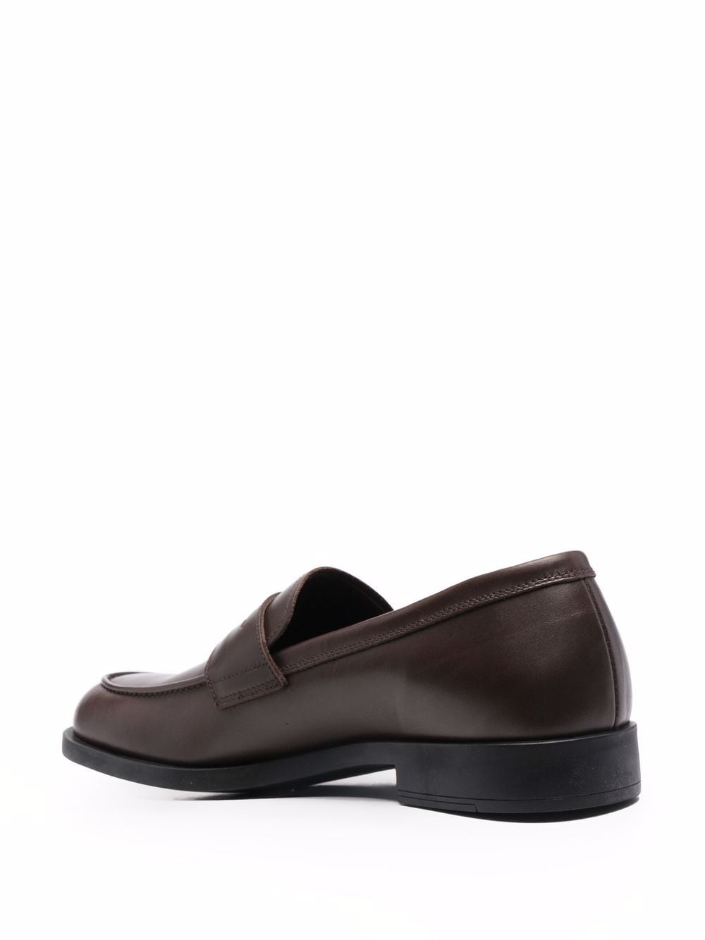 Shop Fratelli Rossetti Low-heel Leather Loafers In Braun