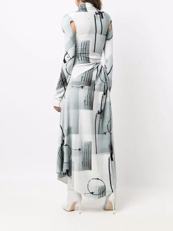 abstract-print cut-out long dress 