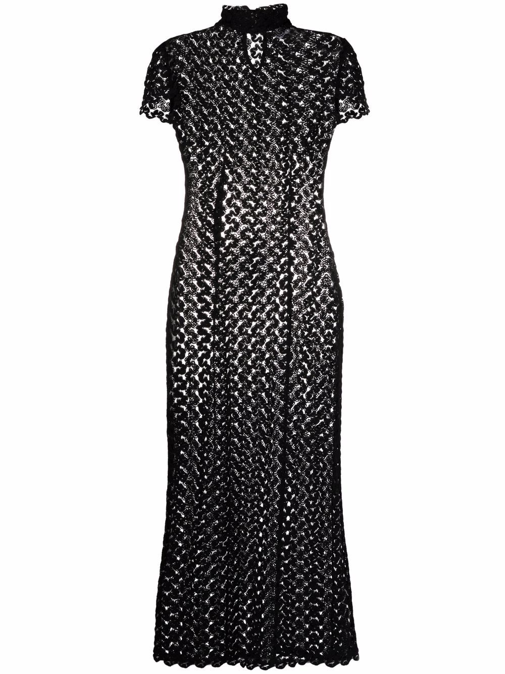 Atu Body Couture Mock-neck Crochet Maxi Dress In Black | ModeSens