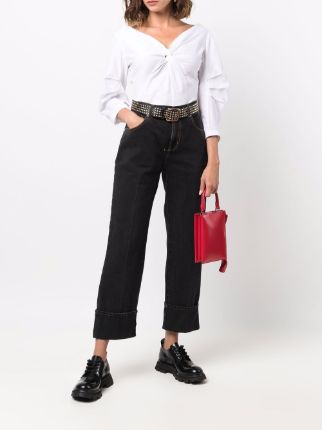 high-waisted cropped jeans展示图