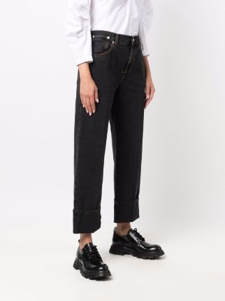 high-waisted cropped jeans展示图