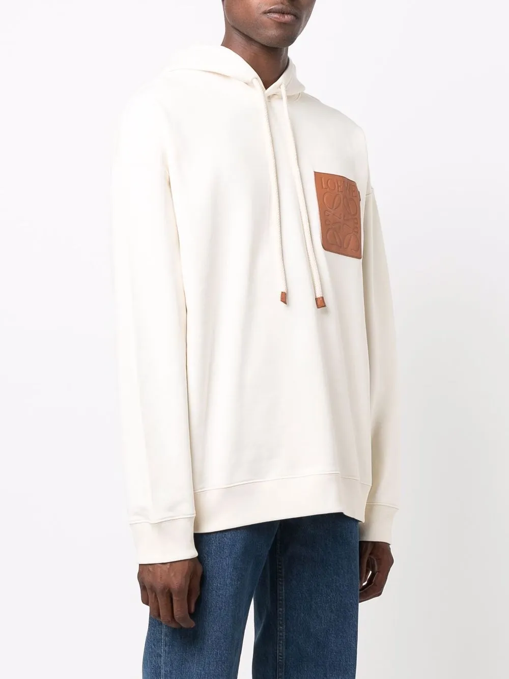Loewe Anagram Patch Drawstring Hoodie In Gold