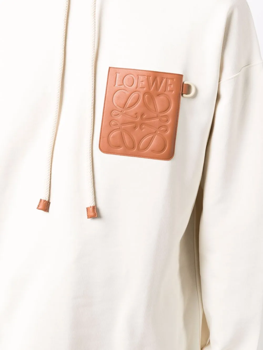 Loewe Anagram Patch Drawstring Hoodie In Gold