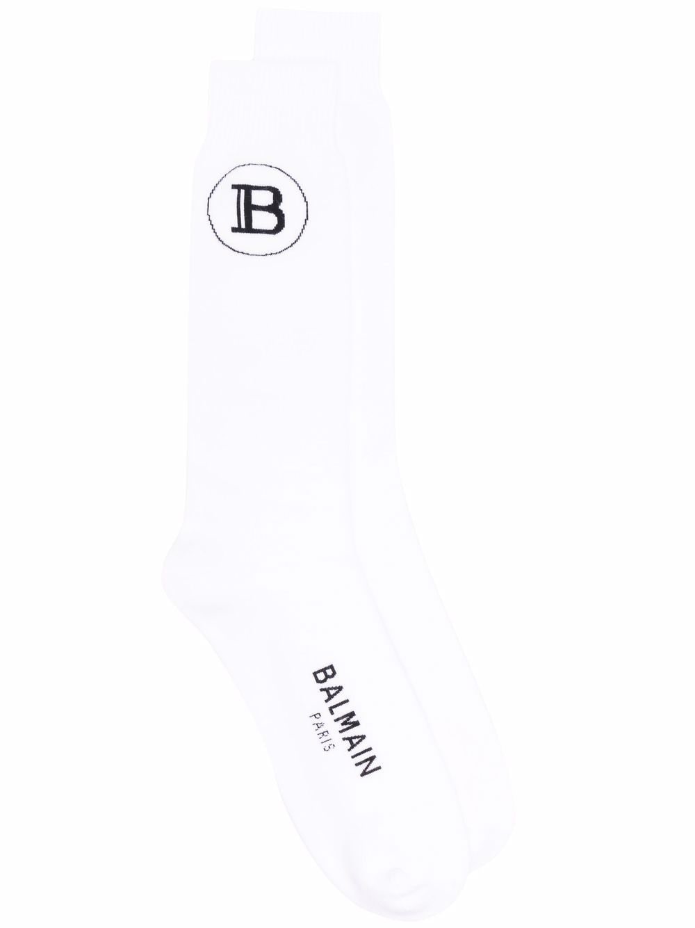 Balmain Monogram-print Socks In White