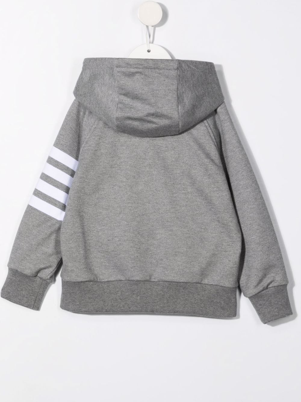 Shop Thom Browne Stripe-print Zipped Hoodie In Grey
