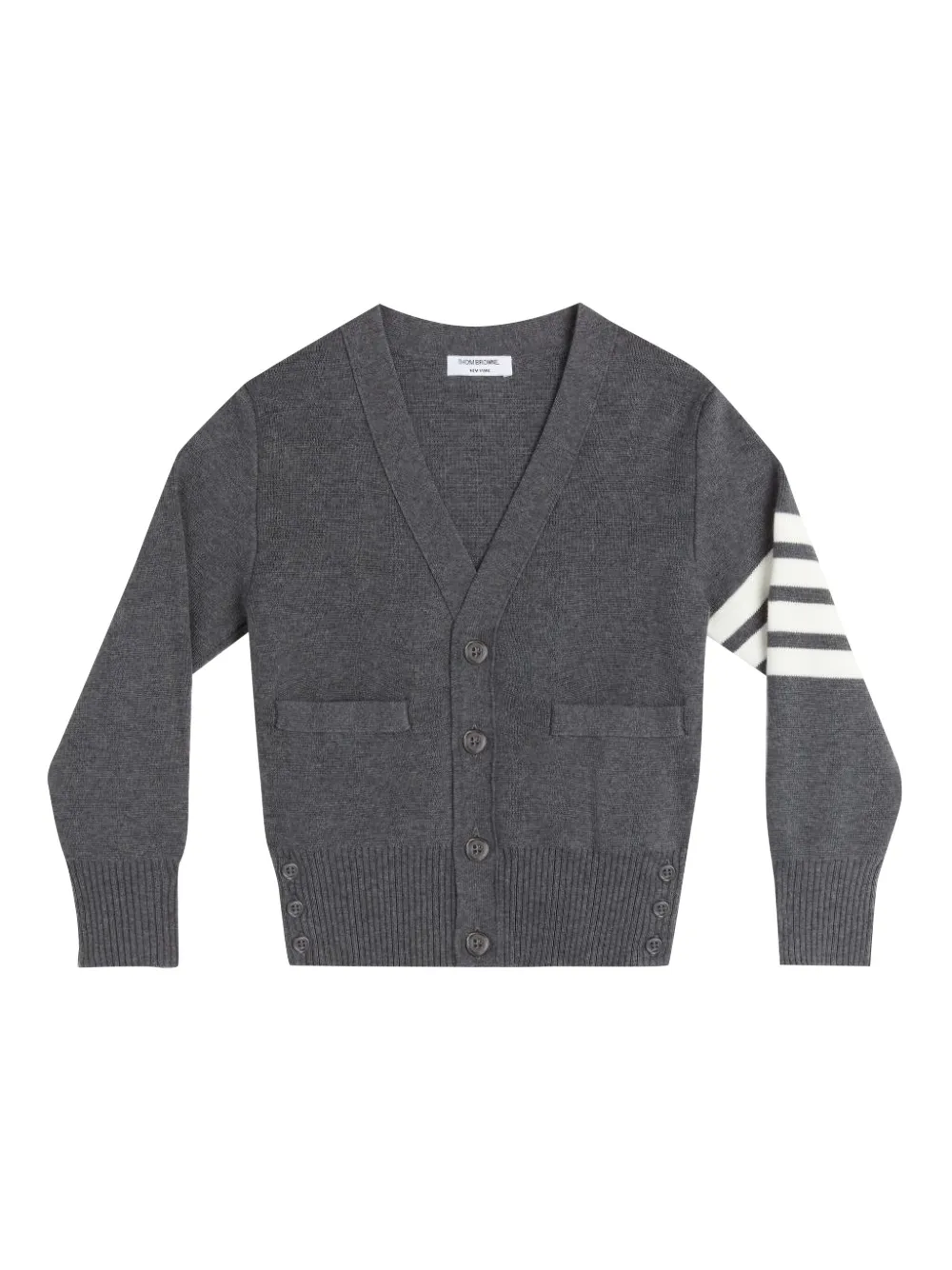 Thom Browne Kids ストライプ カーディガン - グレー Thom Browne Kids ストライプ カーディガン - グレー