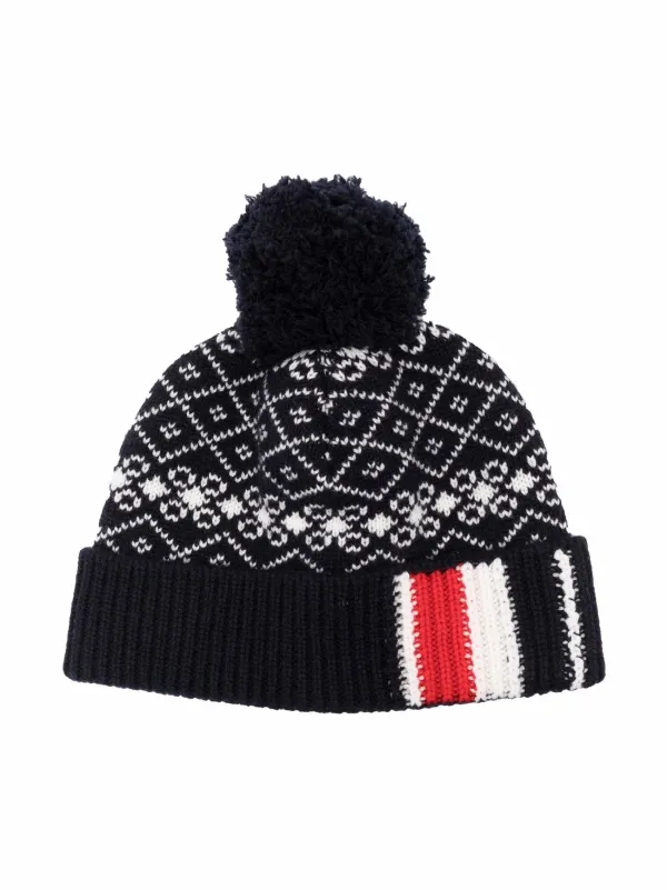 Thom Browne Kids pompom-detail Beanie 