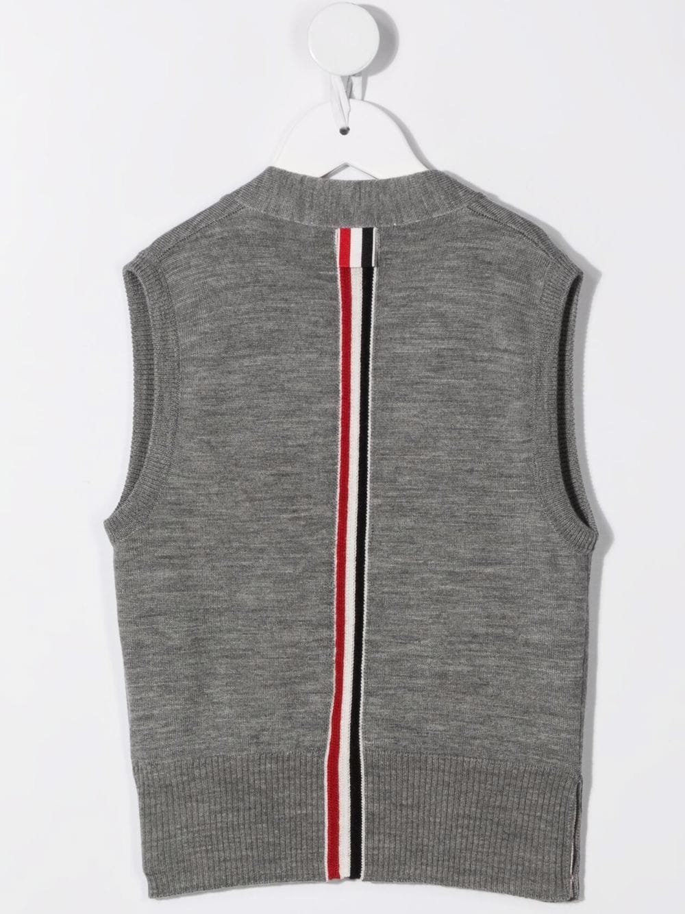 Shop Thom Browne Stripe-detail Merino Cardigan In Grey