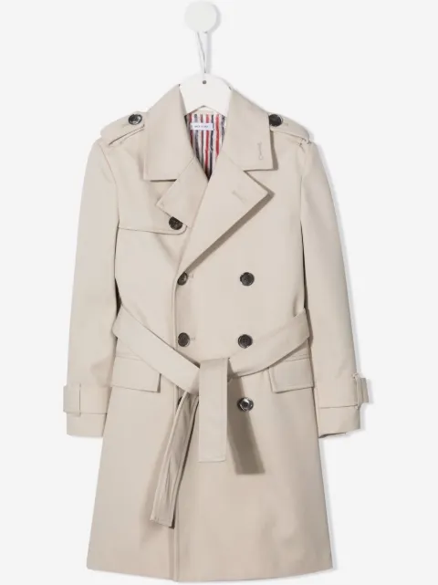 Thom Browne Kids gabardina con doble botonadura