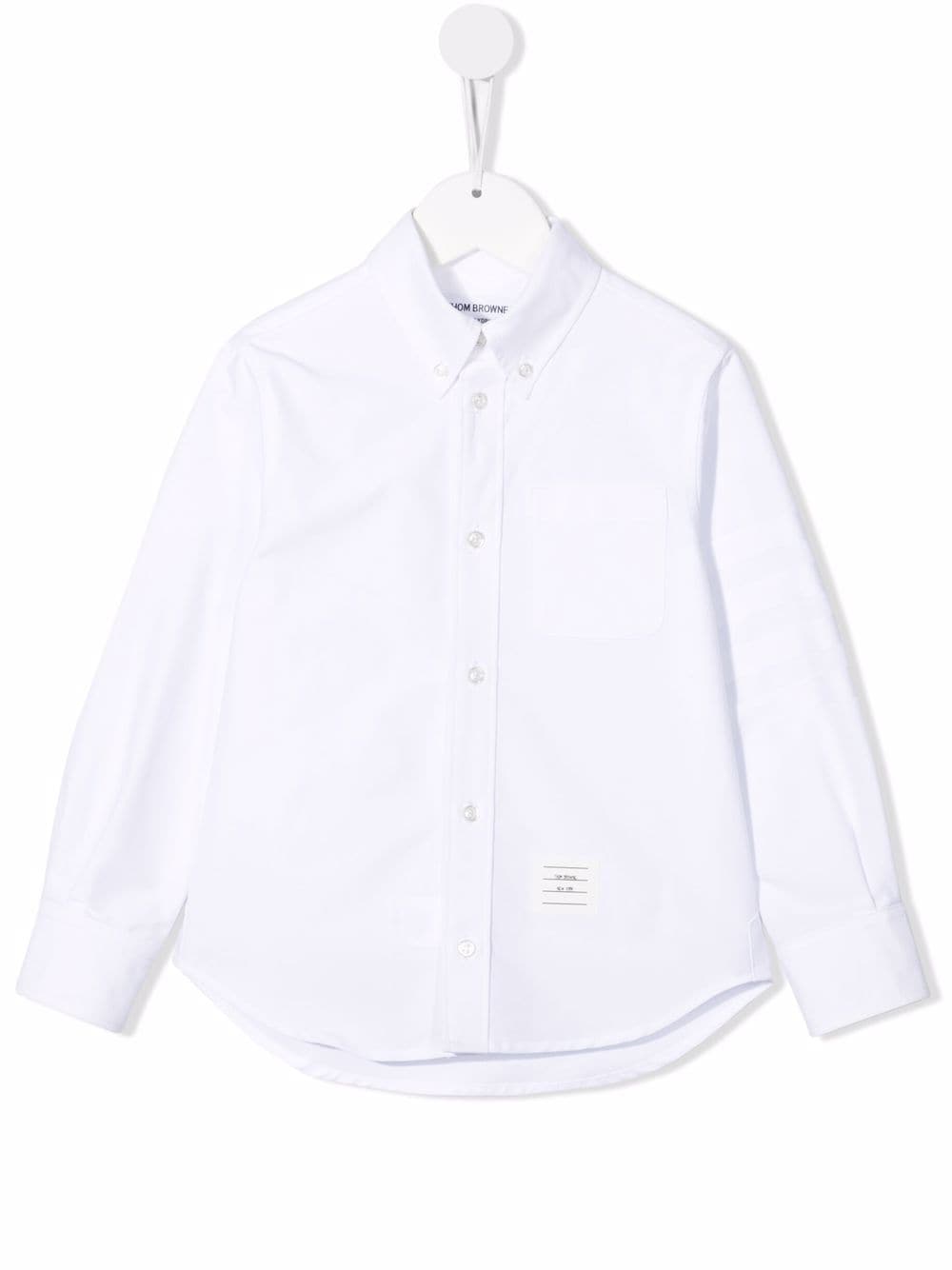 Image 1 of Thom Browne Kids logo-tag cotton shirt