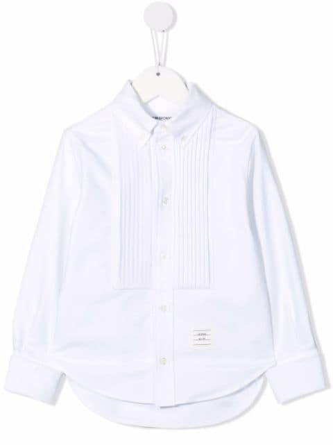 Thom Browne Kids pleated bib cotton shirt