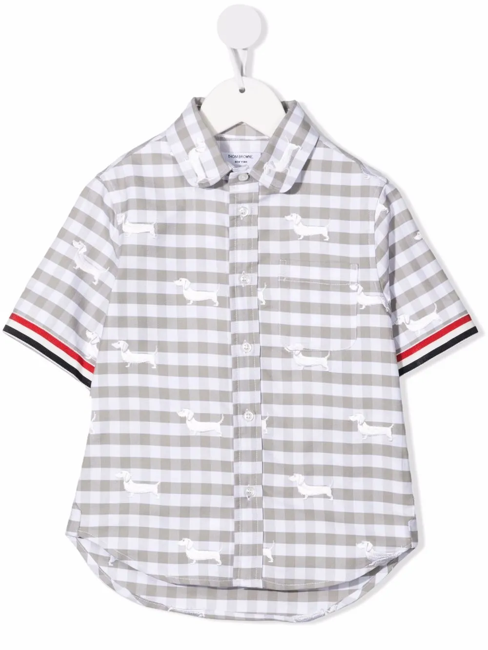 

Thom Browne Kids check-print cotton shirt - Grey