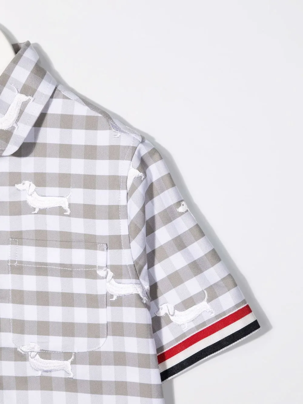 Thom Browne Check-print Cotton Shirt In Grey