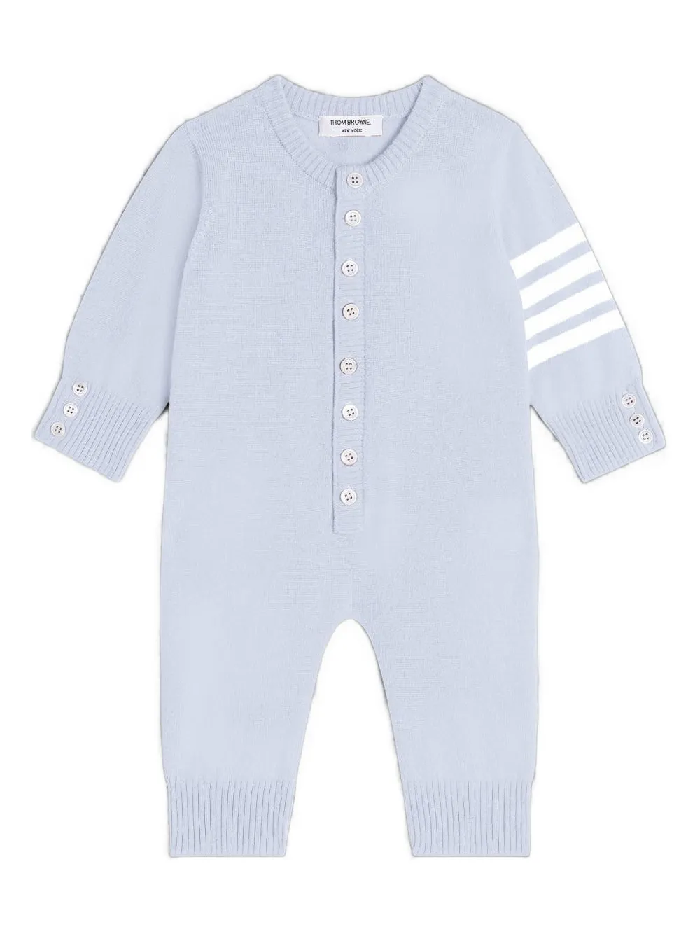 Thom Browne 4-bar Buttoned Babygrow In Blue