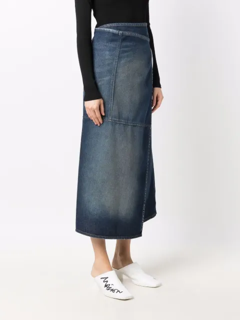 denim wrap maxi skirt