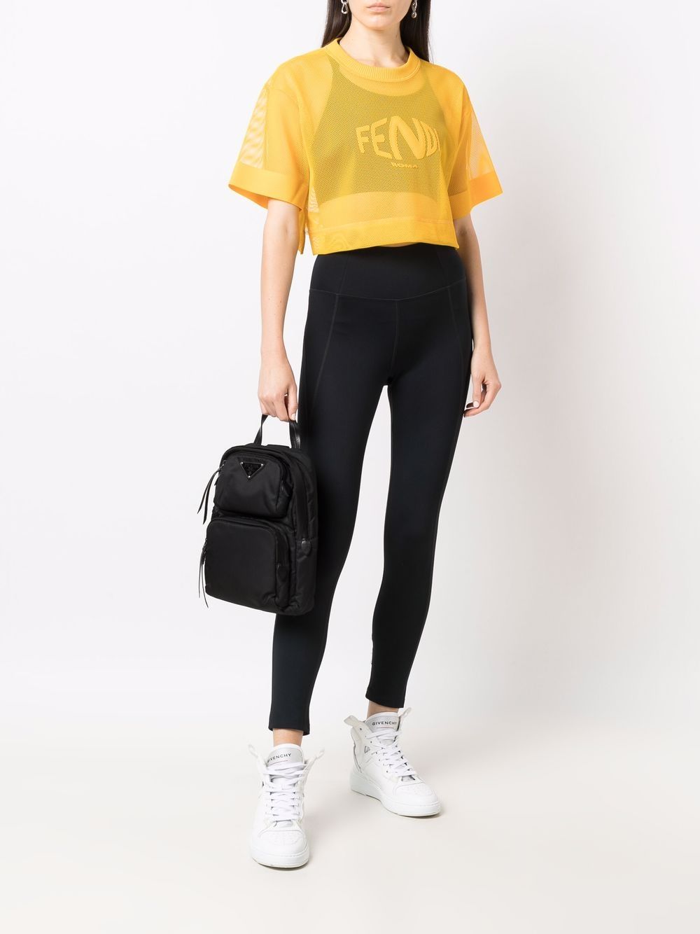 Shop Fendi logo-print mesh T-shirt with Express Delivery - FARFETCH