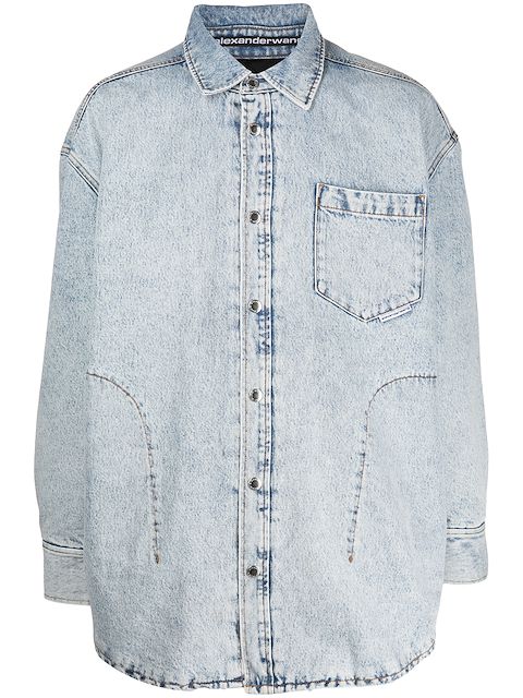 Alexander Wang bleach-effect relaxed-fit denim shirt jacket