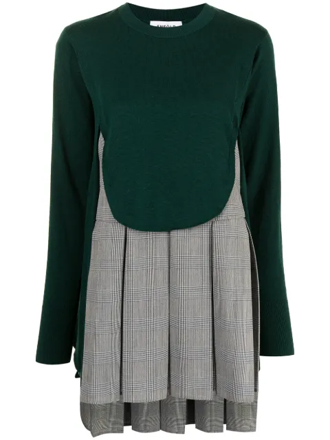 panelled fine-knit layered jumper