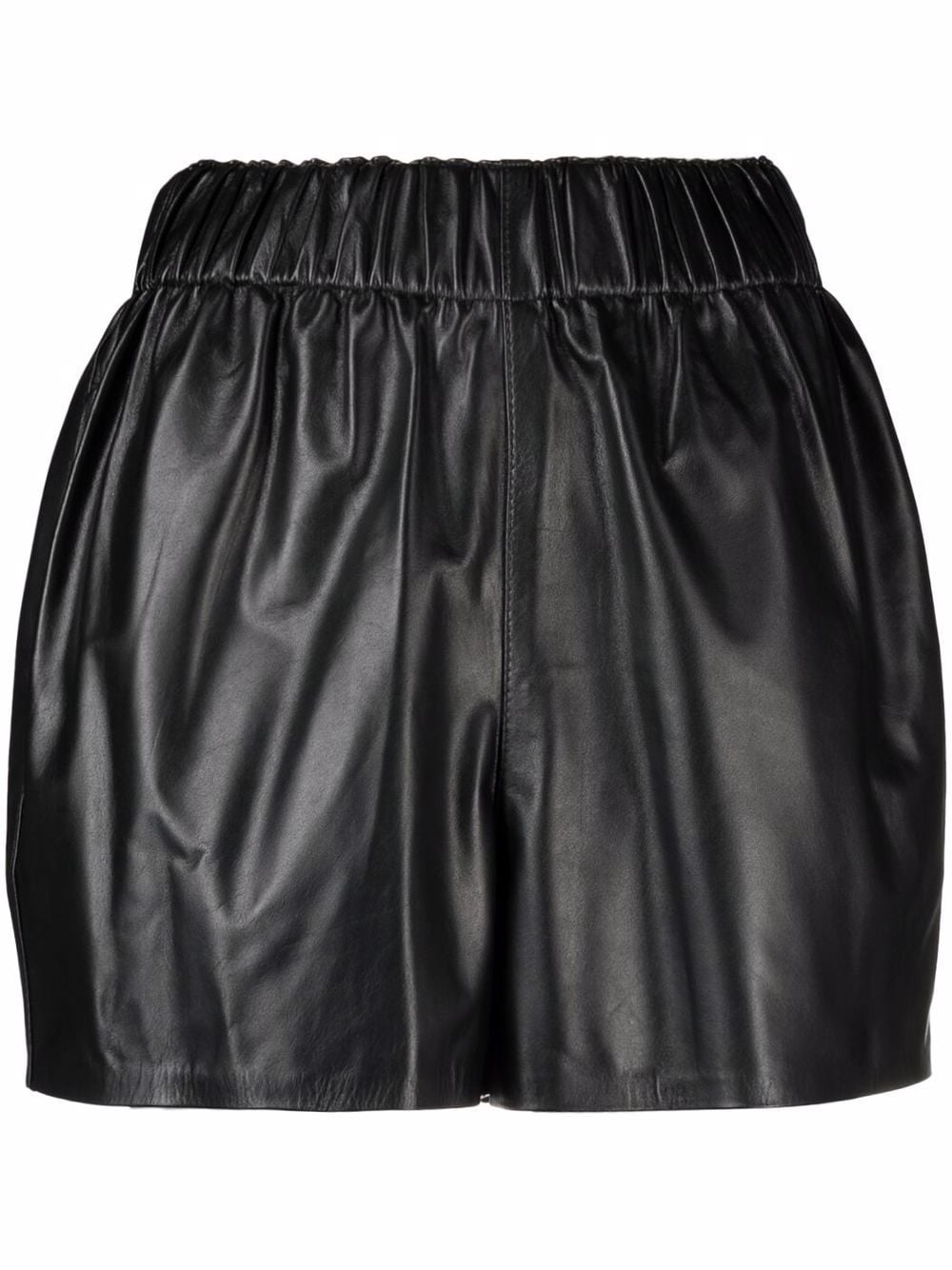 crinkled leather shorts