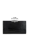 Alexander McQueen crocodile-embossed knuckleduster clutch - Black