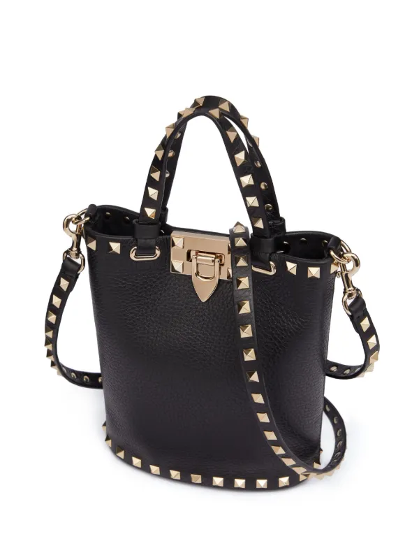 VALENTINO GARAVANI Rockstud textured-leather tote