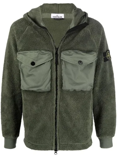hooded zip-up fleece jacket | Stone 