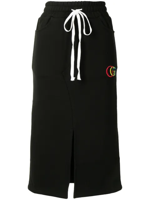 goodboy logo-embroidered jersey midi skirt 