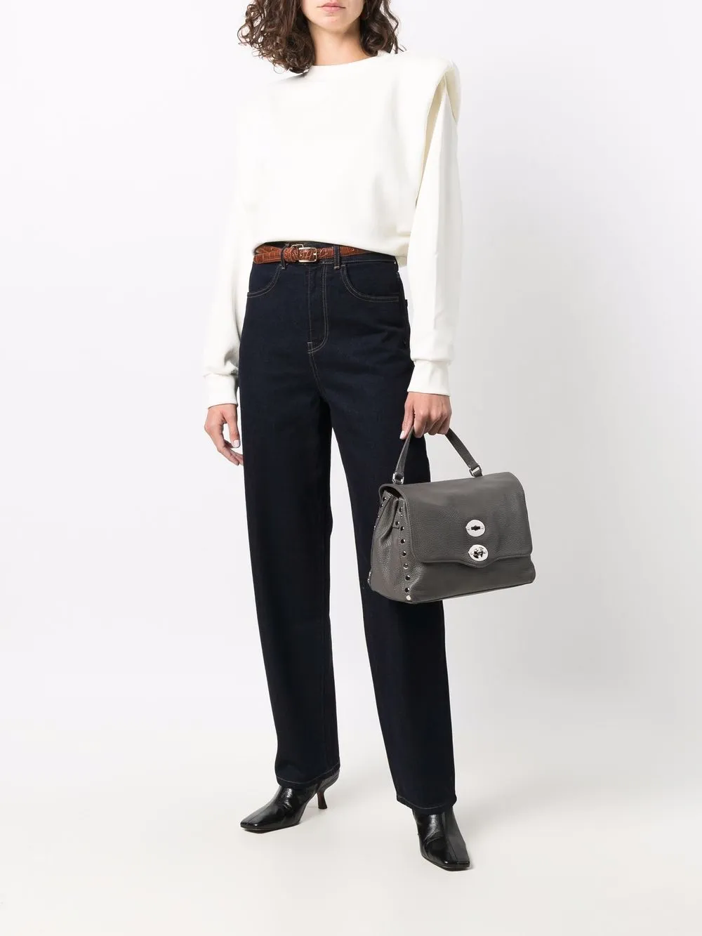 Les Coyotes De Paris Padded Shoulder Sweatshirt In Neutrals