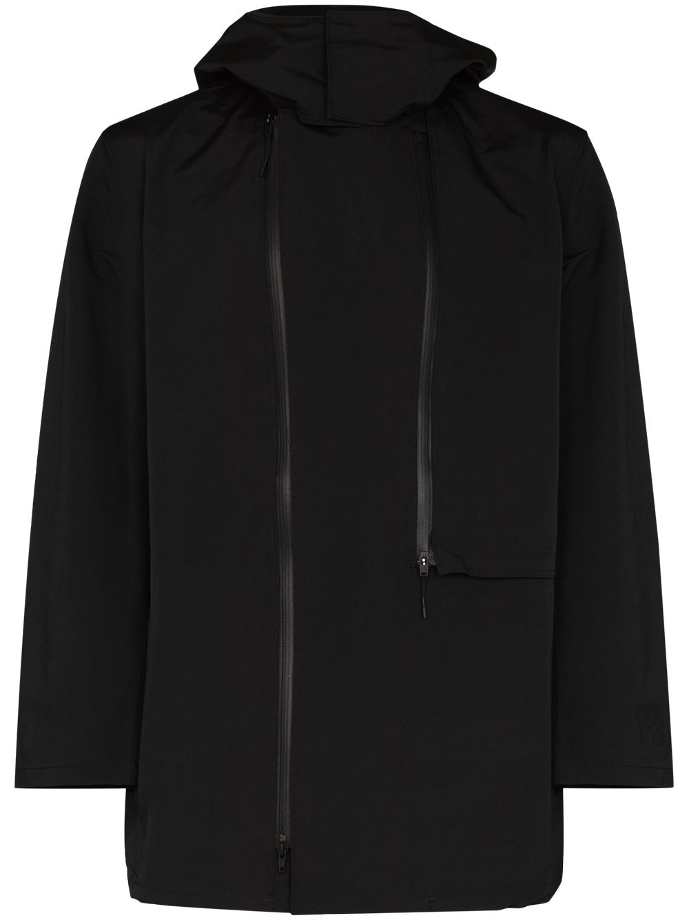 Y-3 zip-up hooded parka coat