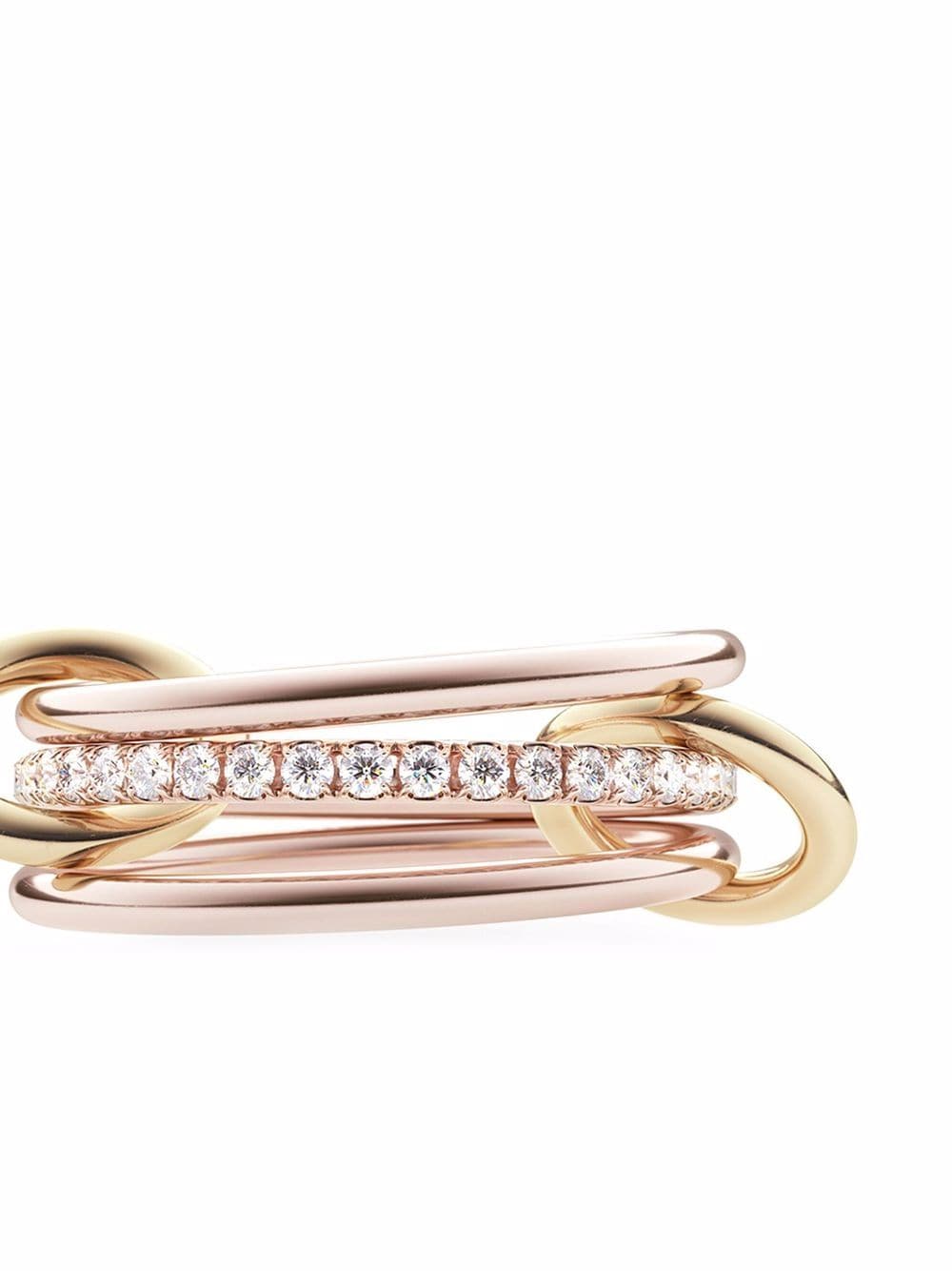 Shop Spinelli Kilcollin 18kt Yellow And Rose Gold Sonny 3-link Diamond Ring In Pink