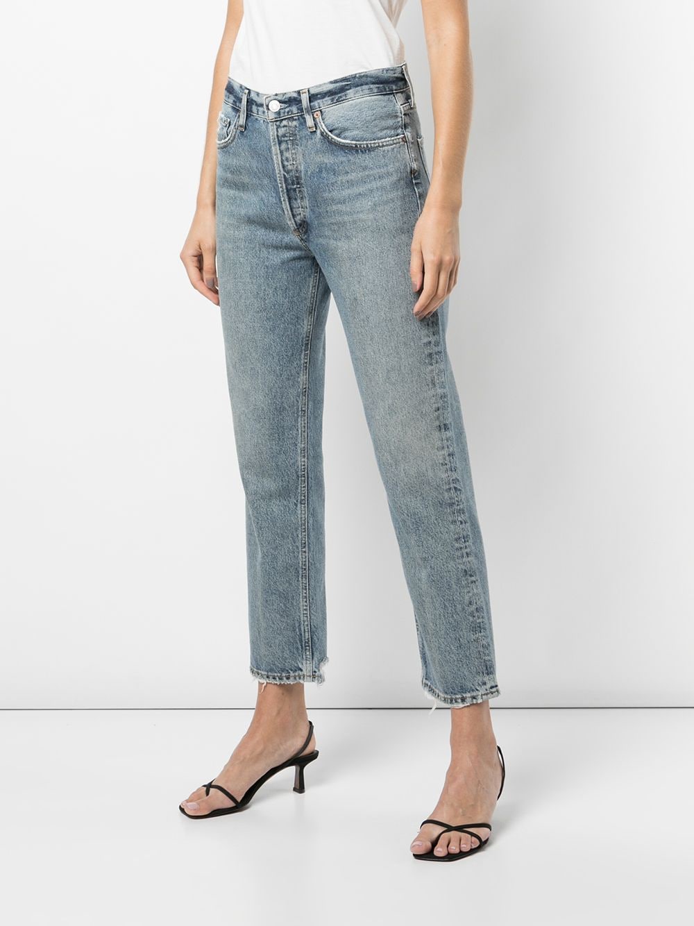 Shop Agolde Lana Cropped Straight-leg Jeans In Blau