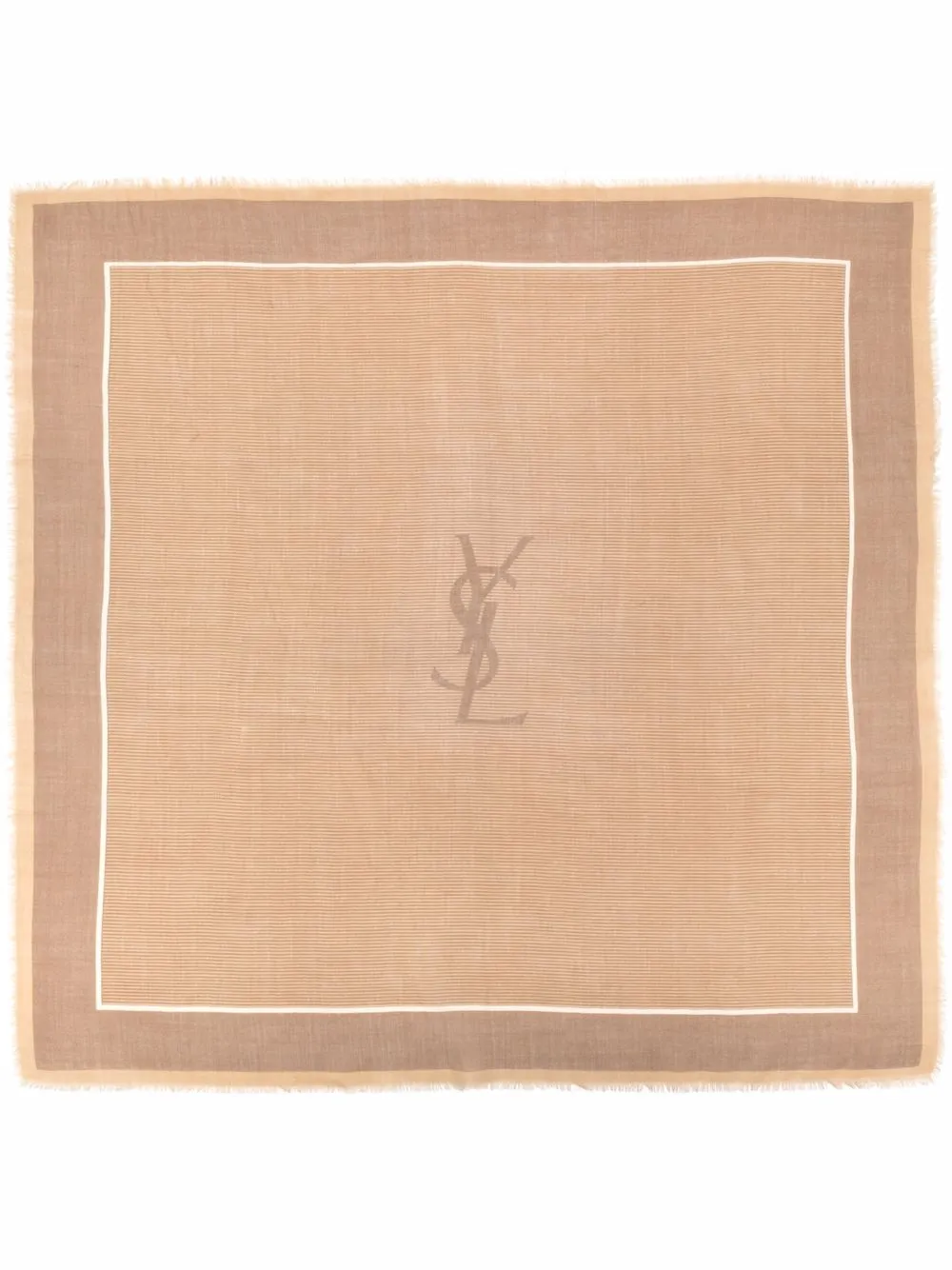 Pre-owned Saint Laurent 1990 Monogram-print Scarf In Neutrals