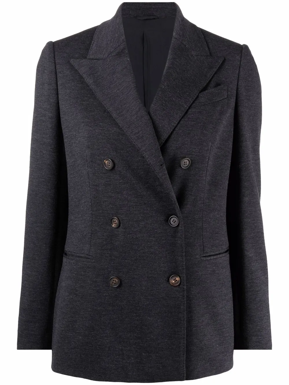 Brunello Cucinelli Monili chain-embellished double-breasted blazer – Grey
