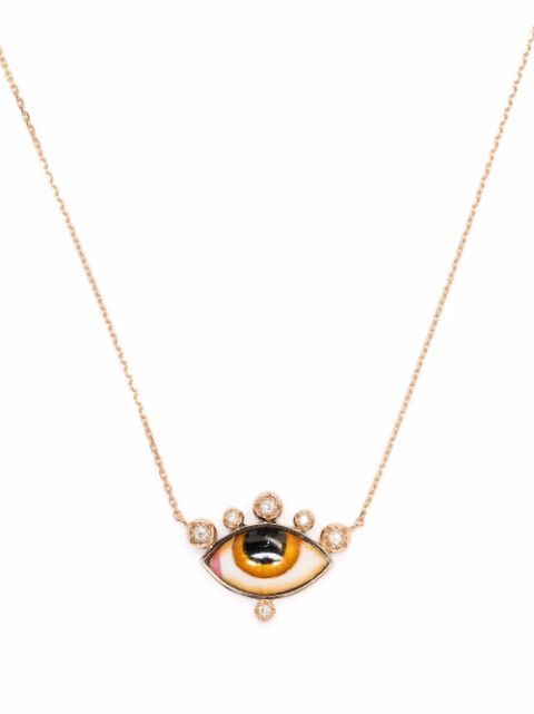 Lito 14kt rose gold Greek eye diamond necklace